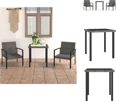 Immagine prodotto di vidaXL Set da pranzo da giardino 3 pezzi in rattan grigio - Set di mobili da giardino