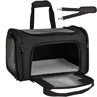 Produktbild von Dailygoods - Transporttasche für Katzen, Hunde und Kaninchen, faltbare Reisetasche mit Schultergurt (grau)