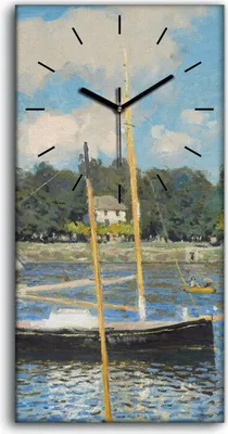 Produktbild von Dekor Leinwand Uhr Wandbilder Geräuschlos 30x60 Die Brücke von Argenteuil - schwarze Hände