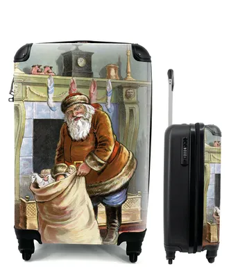 Produktbild von MuchoWow® Koffer Handgepäck Trolley Rollkoffer Kleine Reisekoffer mit 4 Rollen - Weihnachtsmann - Weihnachtsgeschenk - Vintage - Cabin Size < 55x40x23 cm & 55x40x20 cm - Fotokoffer - Kabinenkoffer - Boardgepäck - Reise-Box - Reisekoffer - Reisegepäck - Koffer mit Bild - Trolley für Kinder