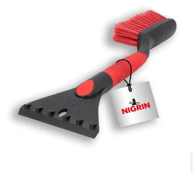 Productafbeelding van NIGRIN 6193, ijskrabber met sneeuwveger, 400 mm, zwart/rood