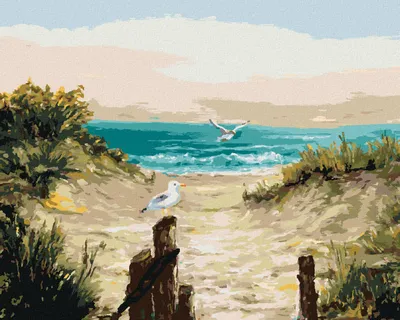 Produktbild von Zuty - Malen nach Zahlen - STRANDDÜNEN MIT MÖWEN, 40x50 cm, mit Keilrahmen (bereits gespannt)
