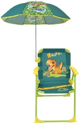 Produktbild von Campingstuhl für Kinder, Jurassic World Design, mit Sonnenschirm Ø 65 cm, H.38.5 x L.38.5 x P.37.5 cm, Grün/Multicolor