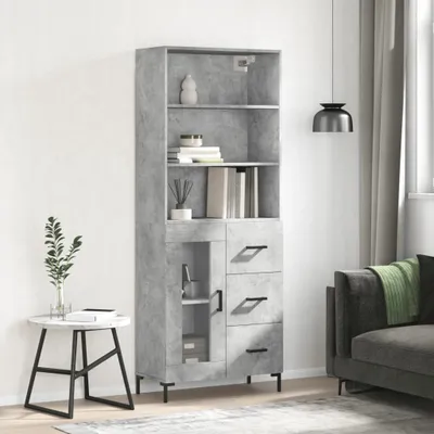 Produktbild von vidaXL Highboard Betongrau 69,5x34x180 cm Holzwerkstoff