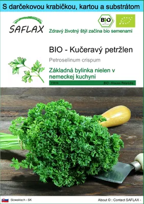 Obrázok produktu pre SAFLAX Darčeková sada - BIO - Kučeravý petržlen - Petroselinum crispum - 800 Semená - S darčekovou krabičkou, prepravným štítkom, darčekovou kartou a pestovateľským médiom