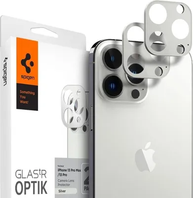 Produktbild von Spigen GLAStR Optik, Linsenschutz, Silber, Gehärtetes Glas, Apple, iPhone 13 Pro Max / iPhone 13 Pro, 1 Stück(e)