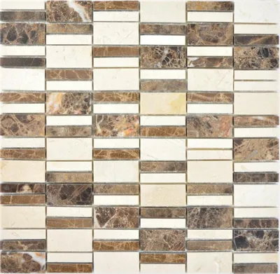 Produktbild von Marmor Mosaik Stein emperador dark cremarfil Mosaikfliese Wand Fliesenspiegel Küche Bad MOS88-1201_f