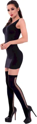 Produktbild von Chilirose Nahtloses Minikleid + Strümpfe CR4305 schwarz