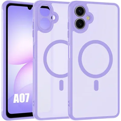 Image de Coque pour Samsung Galaxy A07, Protection Antichoc avec Anneau Magnétique et Vitre Caméra - Violet