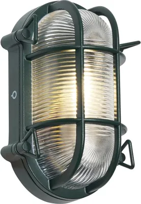 Produktbild von Qazqa Modern, Industrial außen Wandleuchte, Außenlampe, Wandlampe für den Garten - Nautica - Grün, max. 15W, Geeignet für LED, 9cm, IP44, Oval