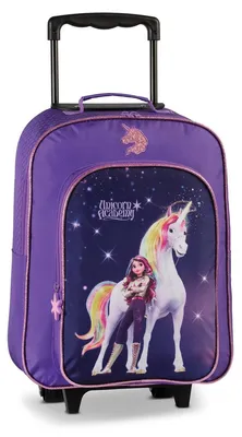 Image de Valise à roulettes Unicorn Academy pour enfants : violet/lilas