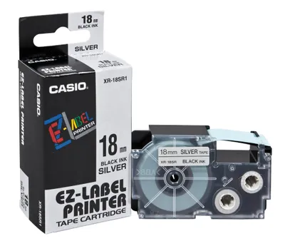 Produktbild von Casio XR-18SR1, schwarz auf silber, Schwarz, 1,8 cm, 8 m, Box