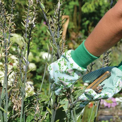 Image de Gants de jardinage vert motif fleuri