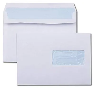 Productafbeelding van Enveloppen C5 met Venster - 500 Stuks Wit Zelfklevend