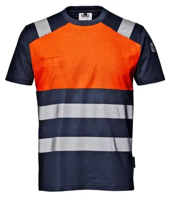 Produktbild von Sir Safety Contrast Warnschutz-T-Shirt Herren kurzarm reflektierend EN ISO 20471 Klasse 1, S, BLAU/ORANGE