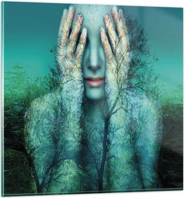 Produktbild von Bilder auf glas - Einteilig - Frau Natur Grafik - 70x70cm - Glasbilder - Wandbilder - Bilder - zum Aufhängen bereit - Wanddekoration aus Glas - Glas Bilder - Wandbild auf Glas - GAC70x70-4254