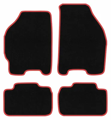 Obrázok produktu pre Velúrové autokoberce pre: FIat Punto II 1999-2010 (hatchback) – sada 4 ks, čierno-červené, na mieru – Wielganizator CARLUX