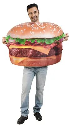 Imagen del producto de Traje de hamburguesa con estampado digital 3D, uni, talla única, ideal para fiestas