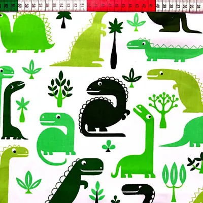 Produktbild von Baumwolle 100% Dinosaurier grün auf weißem Hintergrund