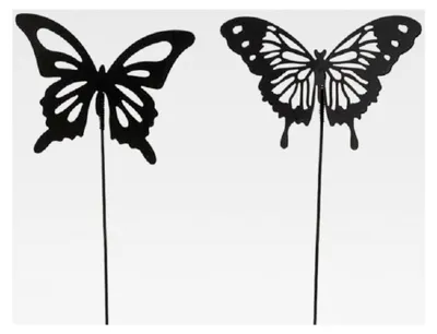 Produktbild von Gartenstecker Schmetterling im 2er Set schwarz matt