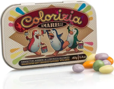 Produktbild von Amarelli Colorizia, Bunte Lakritz-Dragees mit Anis, Dose, 40 g, Amarelli Italien