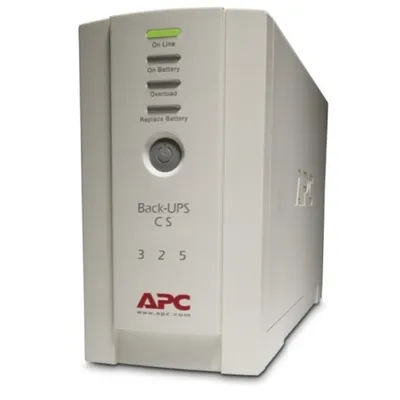 Produktbild von APC Back-UPS 325, 230 V, IEC 320, ohne Auto-Shutdown-Software, Batterie 12V, 7.0Ah, 0,325 kVA, 210 W, 320 J, IEC 60320, Plombierte Bleisäure (VRLA), 6 h