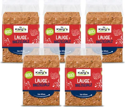Produktbild Dr. Kargs Bio Vollkorn Knäckebrot Lauge und Brezelsalz 200g 5er Pack