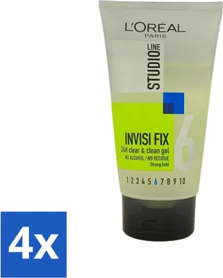 Obrázok produktu pre L'Oréal Studio Line Invisi Fix 24H Clear & Clean Gel Strong 150 ml - hodnotné balenie - 4 kusy