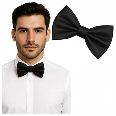 Produktbild von Luvu Herren Fliege Glatt Verstellbar Elegant Schwarz