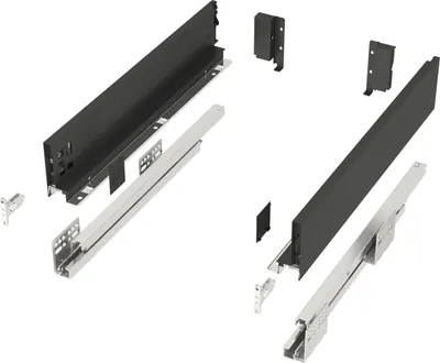 Produktbild von Schubkastensystem JUNKER SLIM anthrazit Höhe: 84 mm Tiefe: 550 mm belastbar bis 40 kg Soft-Close Schubkasten mit 13 mm schlanken Schubladenzargen
