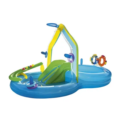 Produktbild von Planschbecken Kinderpool mit Rutsche & Wassersprüher & Ring/Ballwurfspiel 300x180x160cm