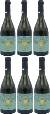 Produktbild von Santorini Nykteri P.D.O. Weißwein 6x 0,75l Santo Wines | Trockener Weißwein aus Santorini | 3 Monate Fassreife | 14% Vol. | + 20ml Jassas Olivenöl