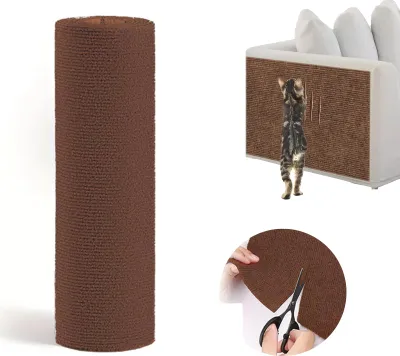 Obrázek produktu pro Samolepicí podložka na škrábání pro kočky, tmavě hnědá plsť, 40x200cm, na pohovku a stěny