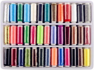 Image de Assortiment de fils à coudre en polyester - 39 couleurs vives pour les travaux d'aiguille ou la couture à la main - 100 mètres - Kit de fils à coudre à usage unique.
