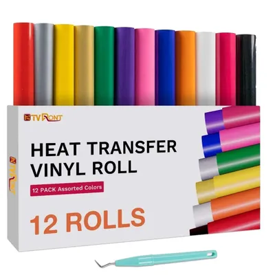 Productafbeelding van Warmteoverdrachtfolie, rol, 12 stuks, gemakkelijk te snijden, levendige kleuren, 12 verpakkingen, afmetingen: 30 cm x 150 cm