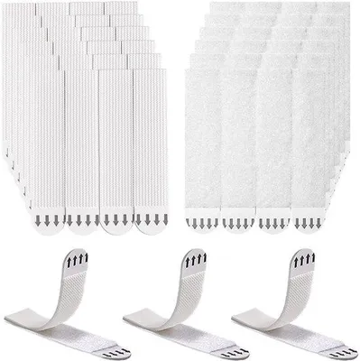 Image de Crochets autocollants pour affiches sans perçage, 48 pièces, ultra-résistants, 20 mm x 90 mm, pour accrocher des photos, à la maison, au bureau, dans la voiture, à l'école