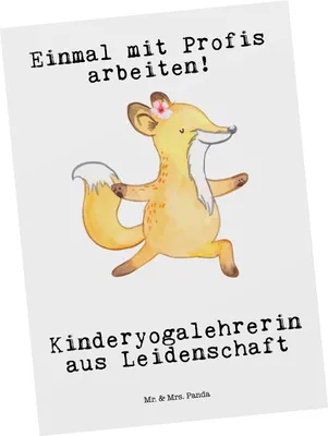 Produktbild von Mr. & Mrs. Panda Postkarte Kinderyogalehrerin Leidenschaft - Weiß - Geschenk, Grußkarte, Ansichtskarten, Fotokarte, Ansichtskarte, Postkarten