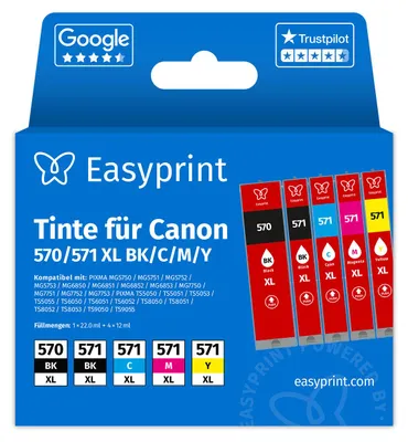 Immagine prodotto di NUOVO: Easyprint Cartucce d'inchiostro per Canon 570/571 XL, Multipack (BK/BK/C/M/Y), 1 pezzo