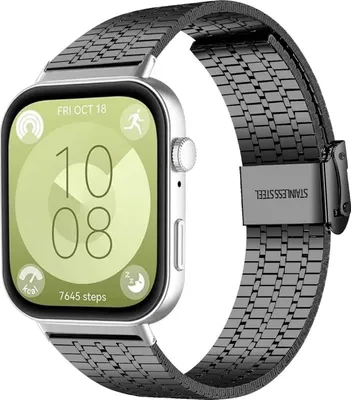 Produktbild von Für Huawei Watch Fit 4 Pro / Fit 4 / Fit 3 xDfind Seven Beads Design Edelstahl Armband Schwarz