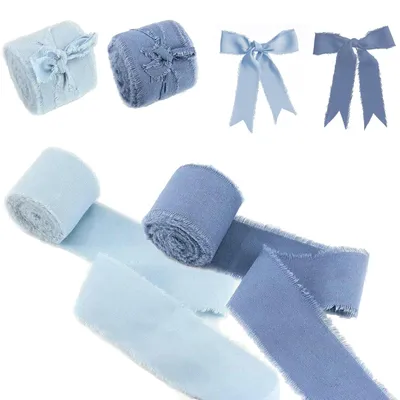 Geschenkband, 2 Rollen, Chiffon, Blau, 2 cm, 9 m, Franses Stoffband