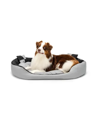 Produktbild von Hundebett umdrehbar, wasserabweisend & weich, 110x80 cm grau/schwarz