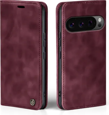 Produktbild von Handy Hülle für Google Pixel 10 Pro Klapphülle Bookcase Flip Cover Handy Tasche Etui Farbe: Weinrot