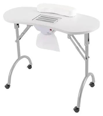 Image de Table manucure pliable avec aspiration, table à ongles portable, table manucure portable sur roulettes, table manucure mobile, table manucure avec sac de rangement, pour usage domestique, dans les salons de beauté et les instituts de manucure