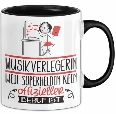 Produktbild von Musikverlegerin Geschenk Tasse Lustiger Spruch Musikverlegerin Weil Superheldin Kein Offizieller Beruf Ist Geschenkidee (Schwarz)