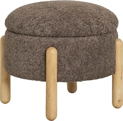 Produktbild von House Collection Bouclé Pouf + Aufbewahrungsbox Stellan Braun