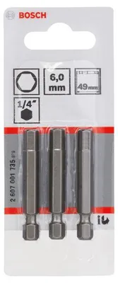 Produktbild von Schrauberbit Extra-Hart HEX 6, 49 mm, 3er-Pack