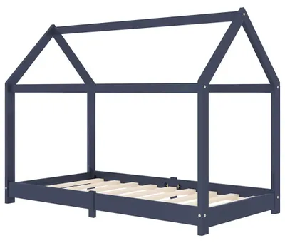 Produktbild von vidaXL Kinder-Bettgestell Grau Massivholz Kiefer 70 x 140 cm