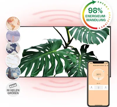 Image de Klarstein Air Art Smart Chauffage Infrarouge, 700W Radiateur Electrique pour Maison, Contrôle via l'Application IoT/WiFi, Détection de Fenêtre Ouverte, Chauffage Mural, Thermostat, Econome, Sans CO2