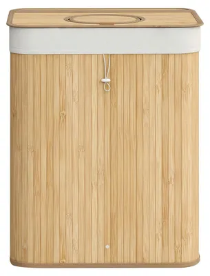 Immagine prodotto di Contenitore per bottiglie in bambù, capacità 95 litri, colore beige, dimensioni 40,5 x 40,5 x 61 cm