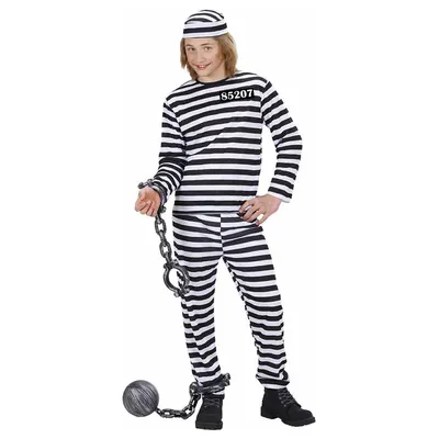 Produktbild von Kinder Sträfling Kostüm (Oberteil & Hose) Größe: 128 (6-7 Jahre)